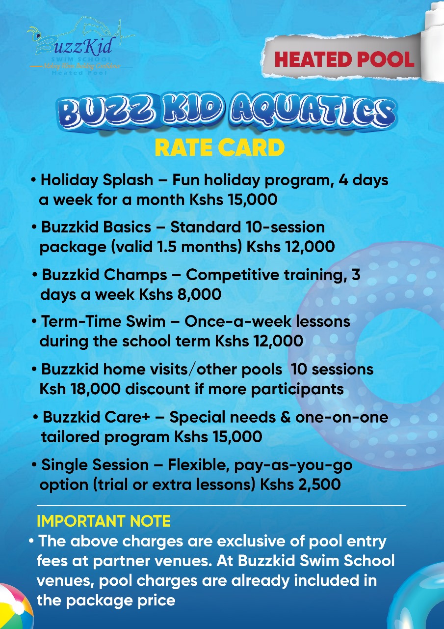 Buzz Kid Aquatics Rate Card